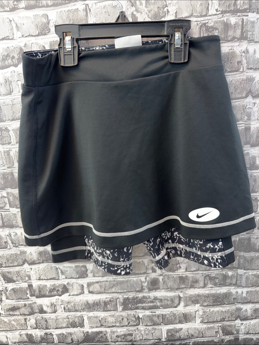 Girls Nike Black Skater Skort with Printed Inner Shorts